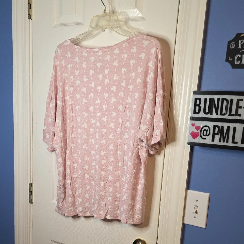 Disney Light Pink Sleepwear Short Sleeve Top Shorts XL Dots Pajamas - Picture 5 of 5